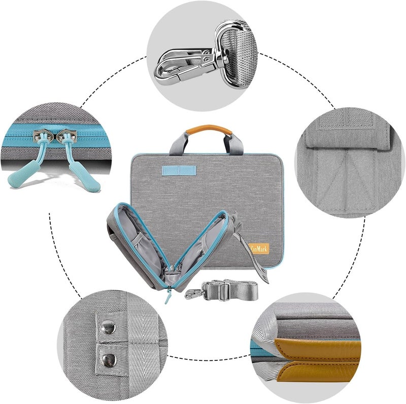 ZINMARK Store Laptop Case 15.6 Inch Briefcase Military-Grade Protection with Detachable Belt Bag, Compatible All Model of 15-16 Inch MacBook Pro and Most Popular 15.6 Inch Notebooks Chromebooks (Gray&Blue) - Image 5